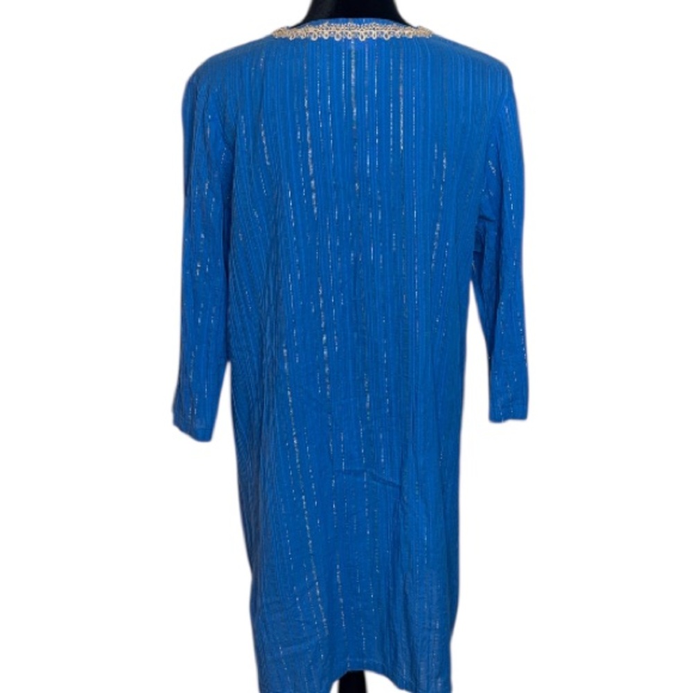 #459 (Lilly Pulitzer) “Esme” Lurex Crinkle Crepe Tunic Dress in Blue & Gold - XL - Picture 9 of 14